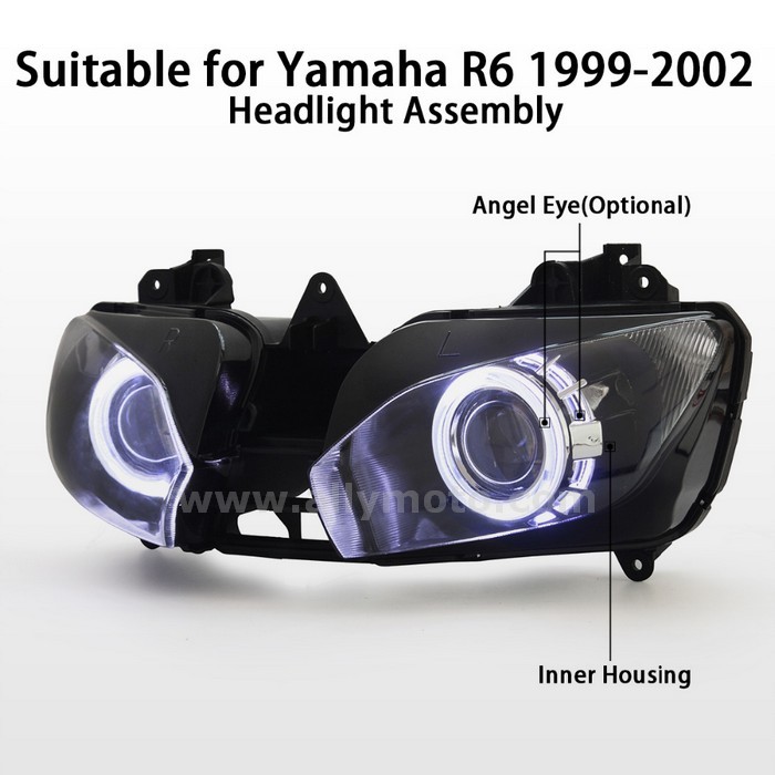 044 Headlight Yamaha Yzf R6 1999-2002 Headlamp Angel Halo Eyes-4
